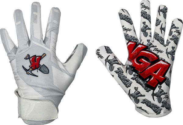 New White Tonga Football Sticky Gloves