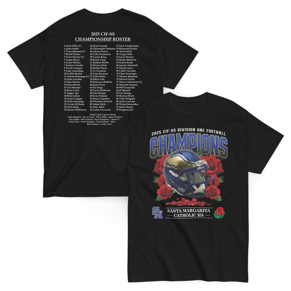 SM Football Champs Black Tee & Roster