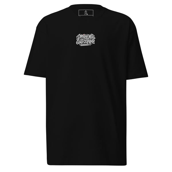 Family Over Everything Love Black Tee - Embroidered Front & Full Back Print