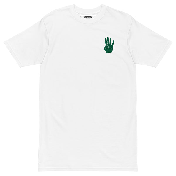 Heirtage Family Over Everything Bloc Tee - Green Embroidered Front Four Fingers